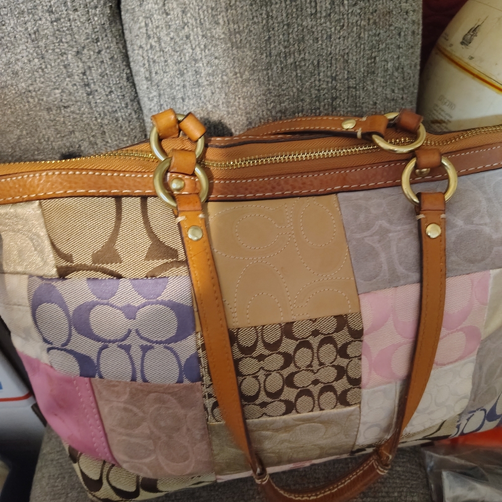 Coach Multicolor Patchwork Tote with Leather Hand… - image 2